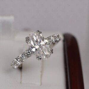 GRA Certified Moissanite 7.5ct Oval Cut Ring 925 Sterling